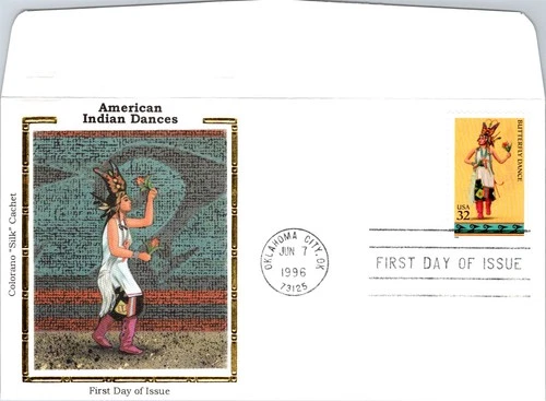 S07-8487, AMERICAN INDIAN DANCES: BUTTERFLY DANCE, COLORANO SILK FDC