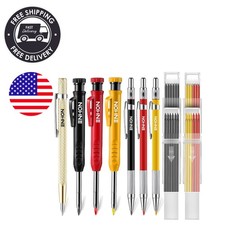 6 Pack Carpenter Pencil with Sharpener, Mechanical Carpenter Pencils with 36 ...