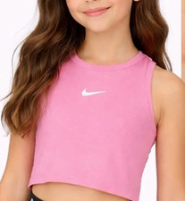 Nike Pro Girls Pink Dri-FIT Sleeveless Athletic Tank, MEDIUM