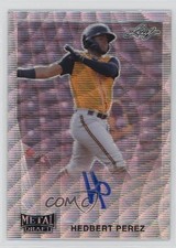 2021 Leaf Metal Draft 1990 Leaf Silver Wave Hedbert Perez #LA-HP1 Auto 1b03