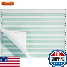 BIZTEK Continuous Computer Paper 14 7/8 x 8 1/2 1-Part 20 lb Green Bar 2700
