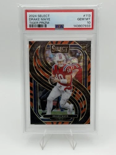 2024 Panini Select - Premier Level Drake Maye #113 FOTL Tiger Prizm PSA 10 Pop 3