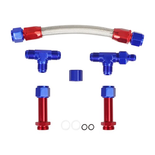 Pressure Gauge AN8 Braided Dual Feed Carb Fuel Line For Holley Carburetor 4150 - Picture 4 of 13