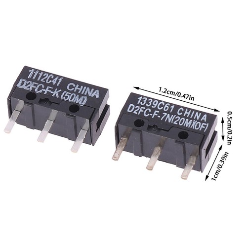 2Pcs Mouse Micro Switch D2FC-F-7N 10M 20M of D2FC-F-K(50M) -RZ D2F D2F-01F - Photo 4/15