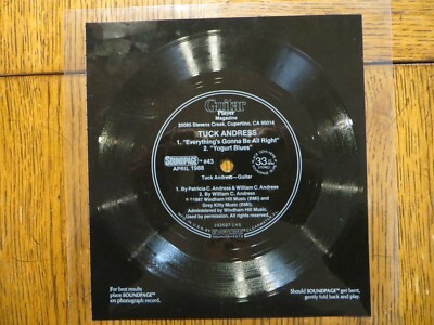 Tuck Andress   Apr 1988 - Guitar Player Magazine SOUNDPAGE #43 Flexi Disc G+