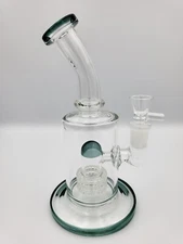 Glass Showerhead Rig 8" High Quality Glass Pipe. Bentneck stemless Rig