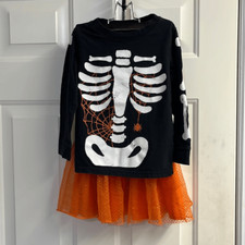 Halloween Skelton and Tutu Party Outfit- 4T