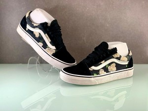 black vans with white roses