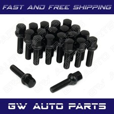 20 PC Black 15x1.25 Ball Seat Lug Bolts 40mm/1.55