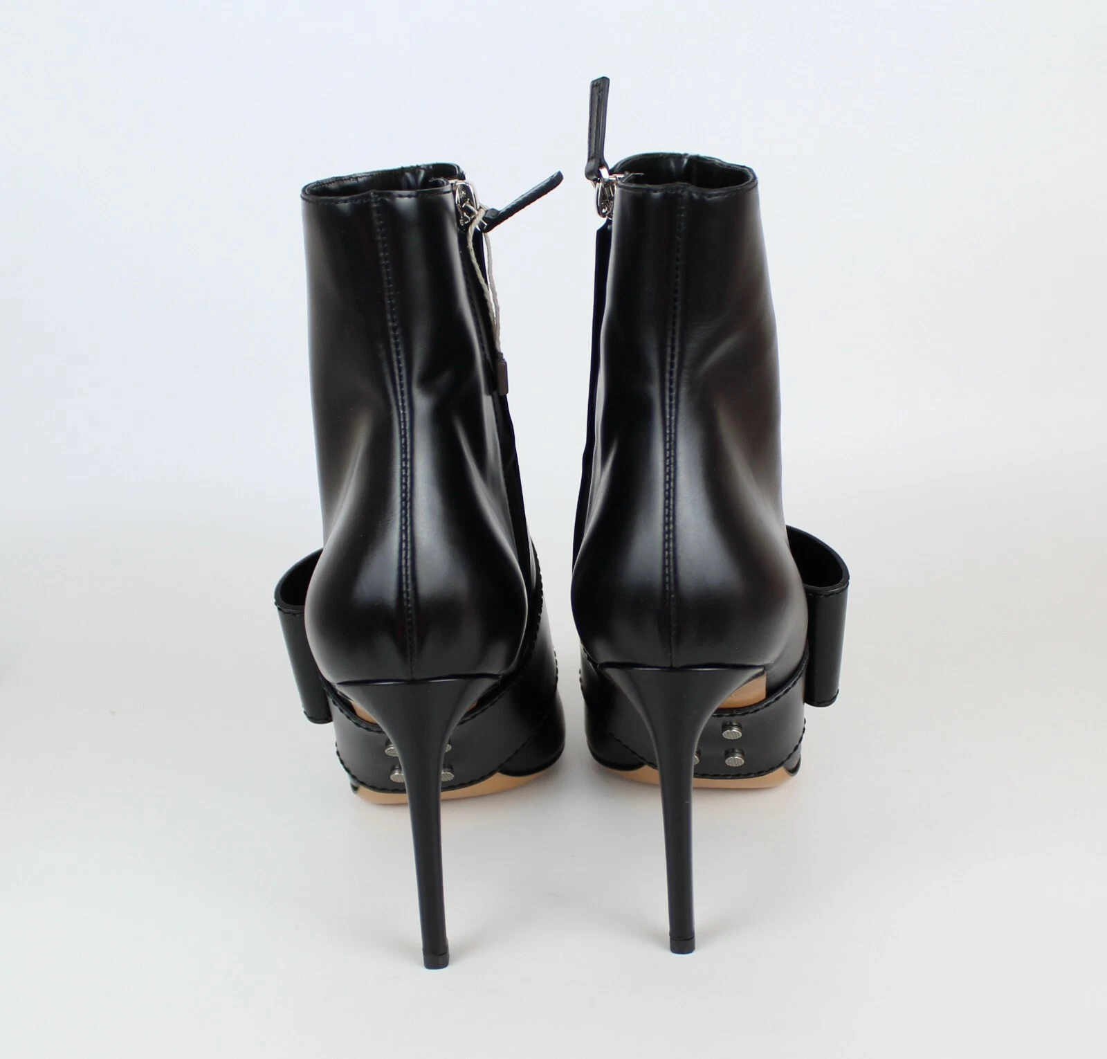 Nuovi Stivaletti VALENTINO GARAVANI fiocco in pelle neri EUR40 prezzo al dettaglio $1295