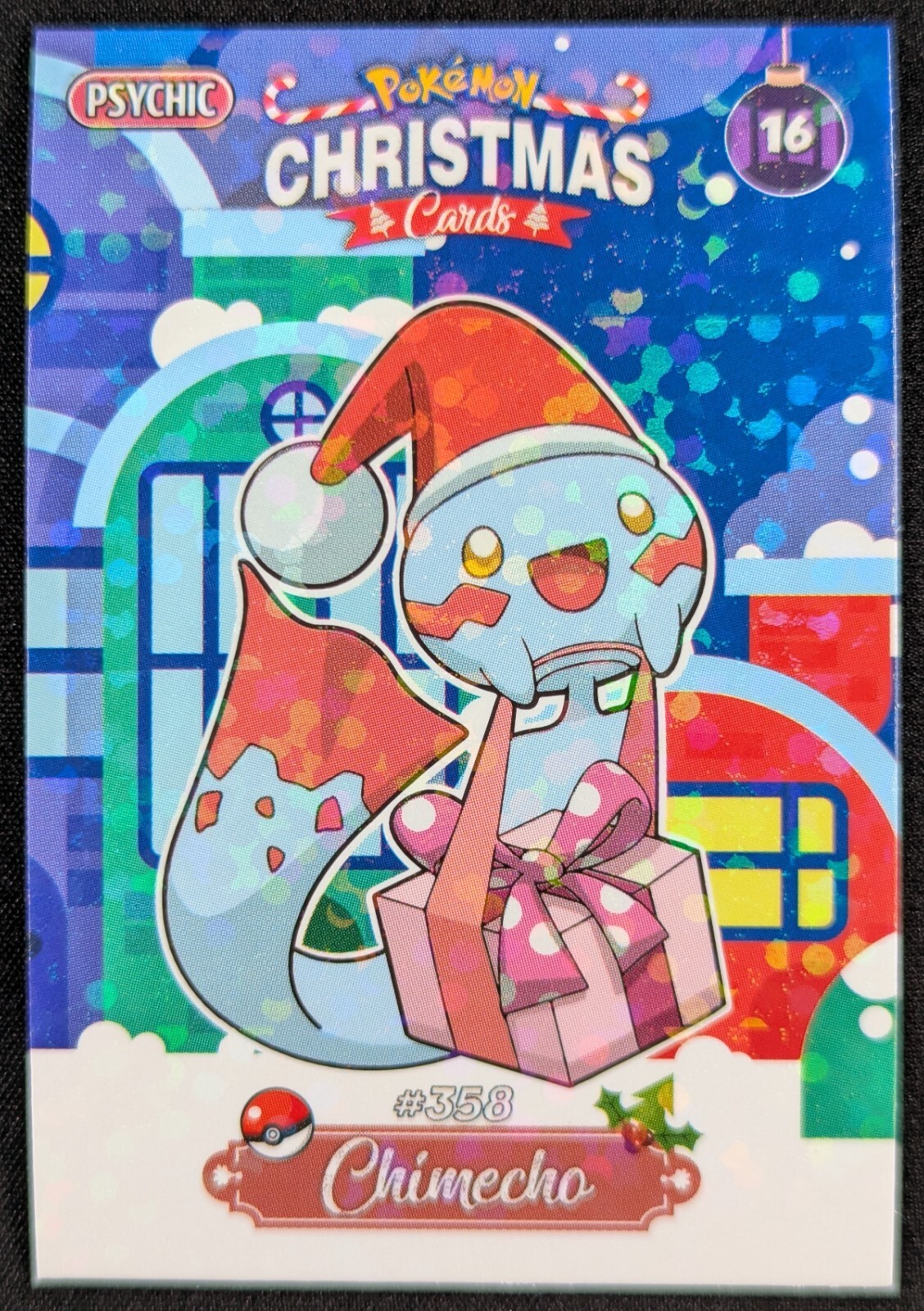 Chimecho 2024 Sparkle Holo Christmas Pokemon Card #16 (NM)