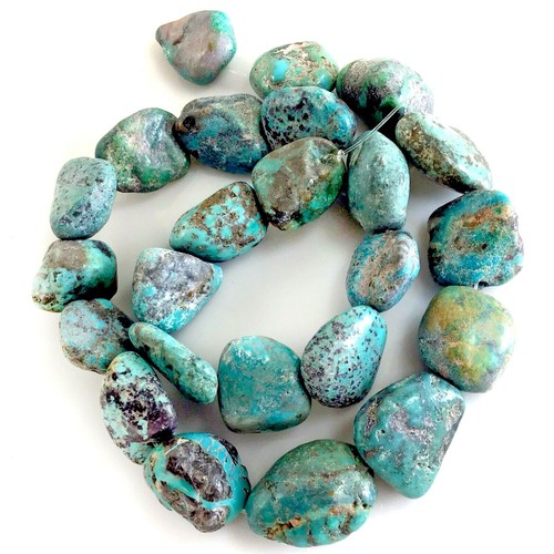 Cuentas de pepita áspera natural genuinas terrosa azul turquesa 13-16 mm 15" (TU771)d - Imagen 6 de 7