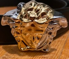 BNWT Versace Palazzo Two-Tone Medusa Buckle Leather Belt Size 34, MSRP $550