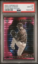 2022 Panini Chronicles Titan #18 Spencer Strider RC PSA 10 Pink Pulsar Prizm ^