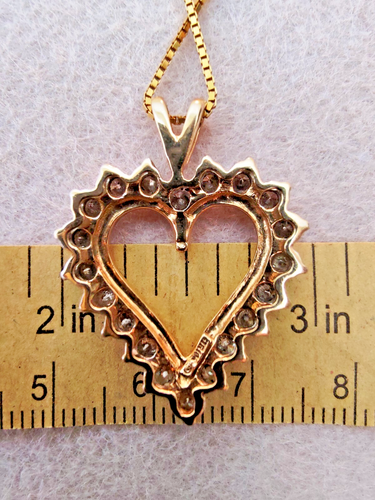 Diamond and Gold Heart Shaped Pendant 10Kt Vintage 20 Diamonds - Picture 7 of 8