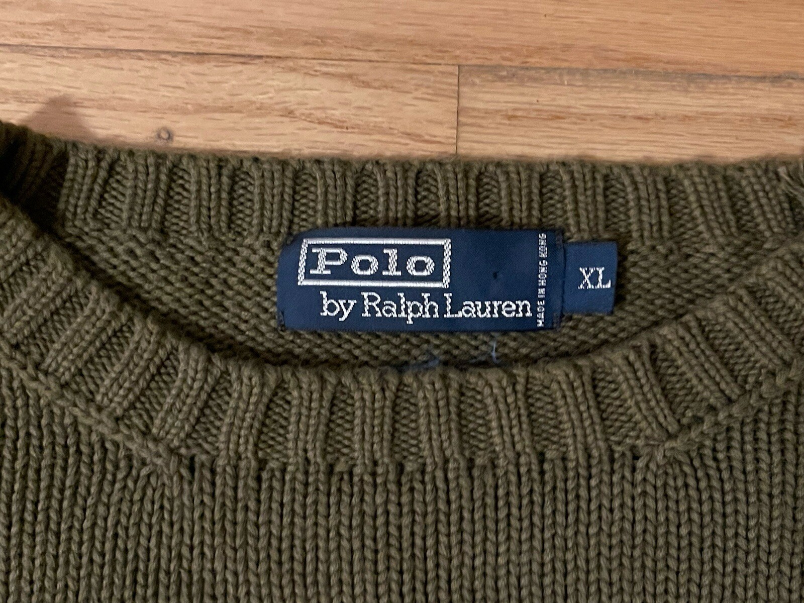 Ralph Lauren Polo Adulto XL Maglione Verde Oliva Pony Outdoor Felpa Uomo Vintage