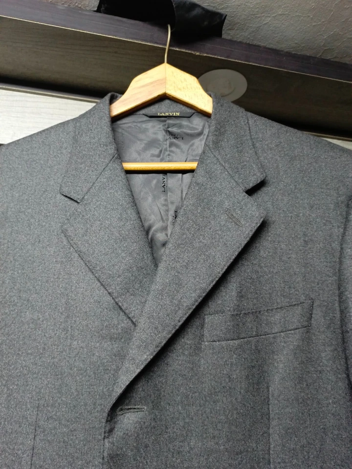 Traje Chaqueta Blazer Vintage Lanvin Paris Classique Todo Estambre Clásico Gris 46R Foto 3 de 4