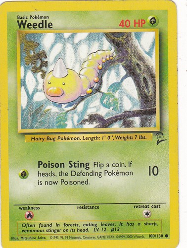 1995 Weedle Pokemon Card 100/130 & hornliu 49/102 | eBay