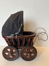VTG Miniaturowy wózek dziecięcy Antyk Wiktoriańska wiklinowa lalka Wózek spacerowy Buggy 10 cali wysokości