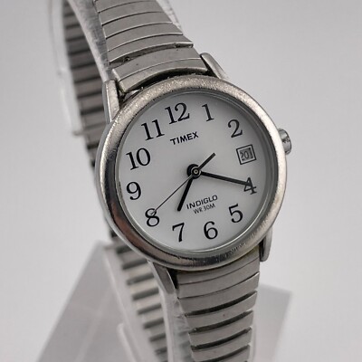 Timex Easy Reader Watch Womens Indiglo 25mm Case Date Stretch Bracelet Quartz