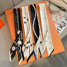 New luxury 5*85cm Slender Ribbon Headband Small Scarf Long Silk Scarf Hair Band