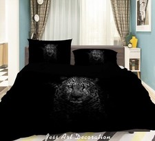 Set copripiumino trapuntato 3D leopardato modello semplice nero lenzuola