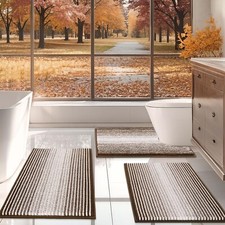 Bathroom Rugs Sets 3 PCS Non Slip Soft U-Shaped Contour Bath Mat Toilet Rugs