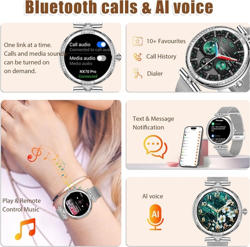 Smartwatch Damen mit Telefonfunktion Armbanduhr Watch für iPhone Samsung Huawei - Afbeelding 2 van 7