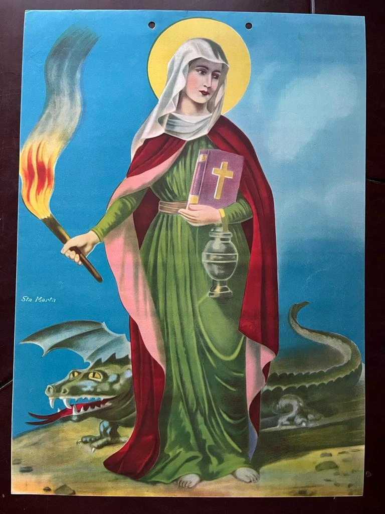 Mexican SANTA MARTA MARTHA Christianity Religious Top Calendar Print from  1950's | eBay