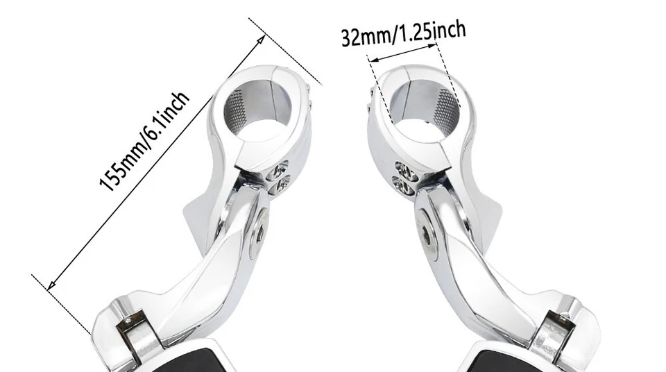 Para Harley Touring - Clavijas de pie Soporte Abrazadera Ángulo largo 1-1/4" Barra de carretera Foto 4 de 4