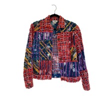 Minnie's Closet Vintage 90's Jacket Blazer Crochet Chunky Colorful Tie Dye Block