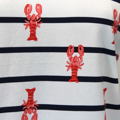 TALBOTS Plus Nautical lobster Print Striped Cotton Blouse Tee Top 3X - Picture 5 of 9