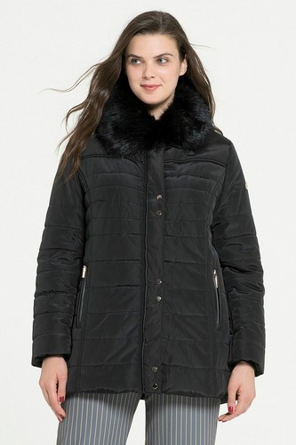 GIUBBINO PIUMINO DONNA CANNELLA 106735 NERO ECO PELLICCIA AI NUOVO | eBay