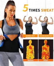 Women Sauna Vest Slimming Vest Workout Tank Tops Sweat Zipper Heat Trapping Gym