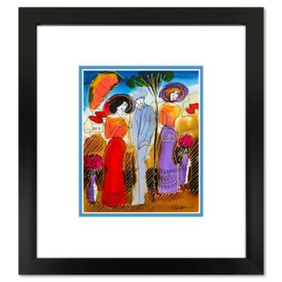 Moshe Leider, Framed Original Mixed Media Watercolor Painting, Hand Signed