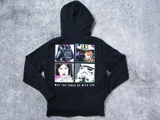 Star Wars Jacket Womens Small Fleece Full Zip Hooded Graphic Logo Movie Comic
