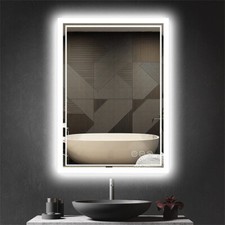 600 800mm Large LED Bathroom Mirror Light Up Wall Mounted Anti-fog Vanity Makeup