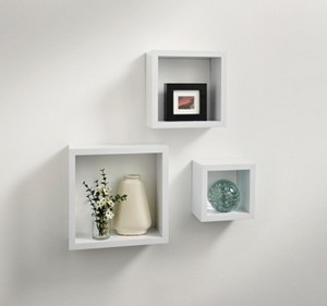 3 Piece Hi Gloss Cube Wall Mounted Decorative Storage Display Unit