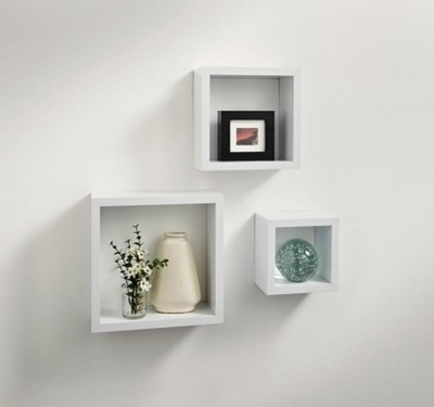3 Piece Hi Gloss Cube Wall Mounted Decorative Storage Display Unit