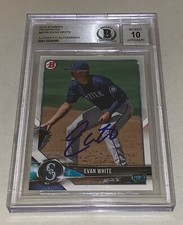 Evan White Mariners signed 2018 Bowman Prospects #BP98 Card Beckett BGS Auto 10
