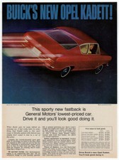 1966 OPEL Kadett Vintage Original Print AD | Red coupe car photo, Buick USA