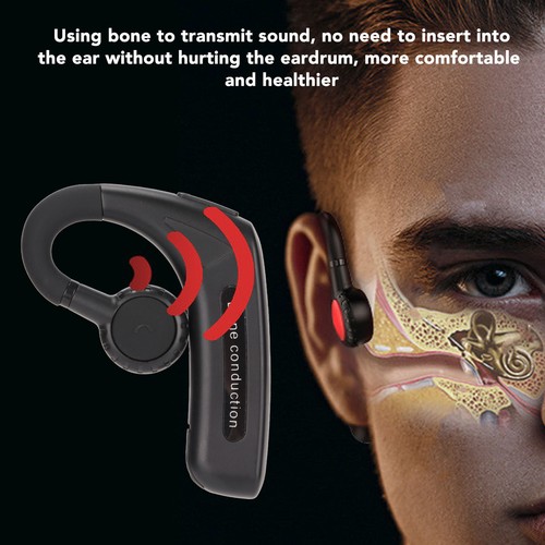 Bone Conduction Earbuds Stereo 5.0Wireless Earpiece For Deaf DET Fit - Picture 4 of 24