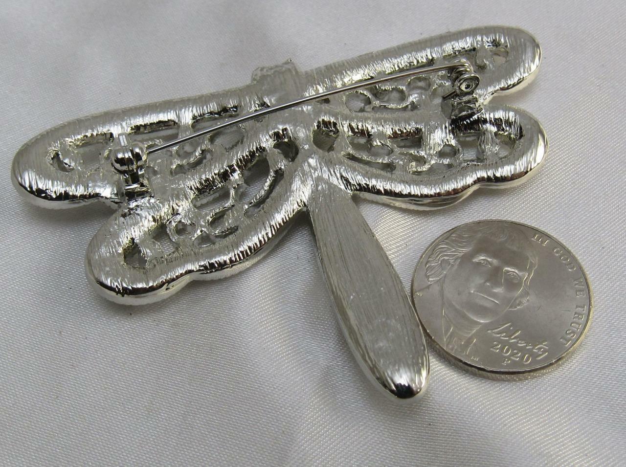 Vintage Crystal Rhinestone Dragon Fly Pin Brooch - image 3