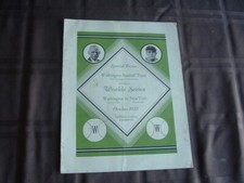 1933 Washington Base Ball Club Dinner Program World Series New York Giants