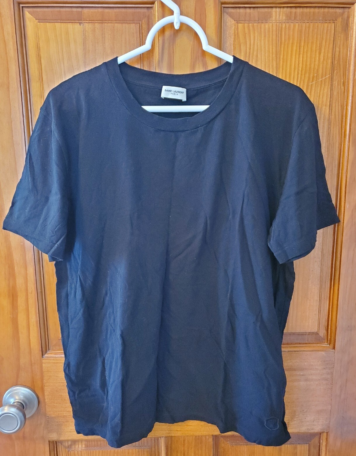 Saint Laurent T shirt manica corta nera cotone donna taglia S