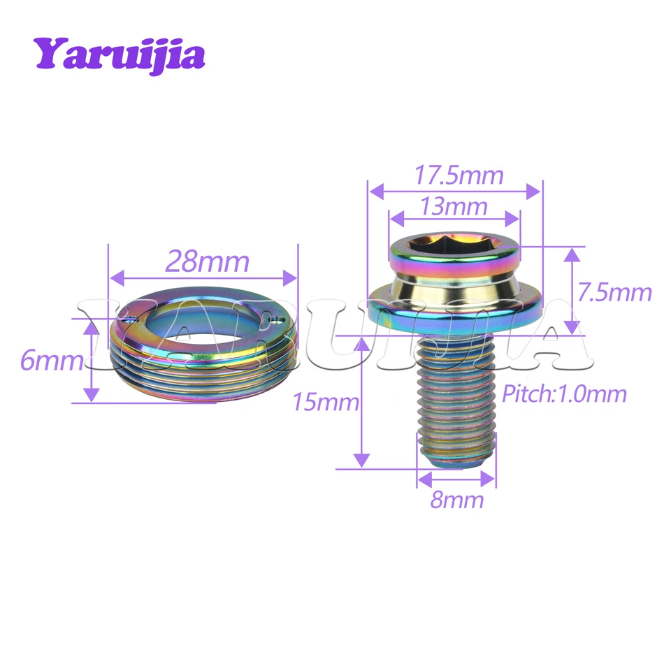 Tornillos de titanio para manivela de bicicleta M8x15 mm soporte inferior cónico cuadrado tapa de pernos Ti Foto 2 de 4
