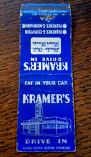 Vintage Matchbook: Kramer's Drive-In Restaurants, Los Angeles, CA