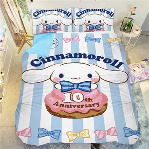 Anime Cinnamoroll Flannels Bed Sheet Duvet Cover Girls‘ Bedding Set Pillow Cover - Picture 10 of 20