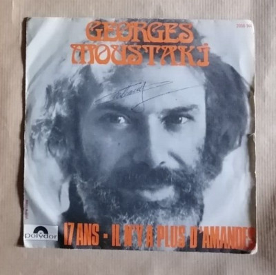 GEORGES MOUSTAKI 17 Jahre / Es gibt keine Mandeln mehr 7'' 45T Henri Salvador Gitarre