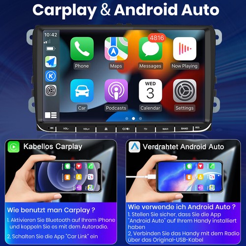 9'Für Golf 5 6 Plus Touran Caddy Jetta Autoradio Android 13 32G Carplay GPS NAVI - Bild 10 von 12